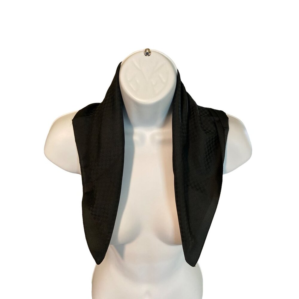 Vintage Square Scarf  Solid Black Checker Lightweight Neck Wrap Bandana 20 x 20